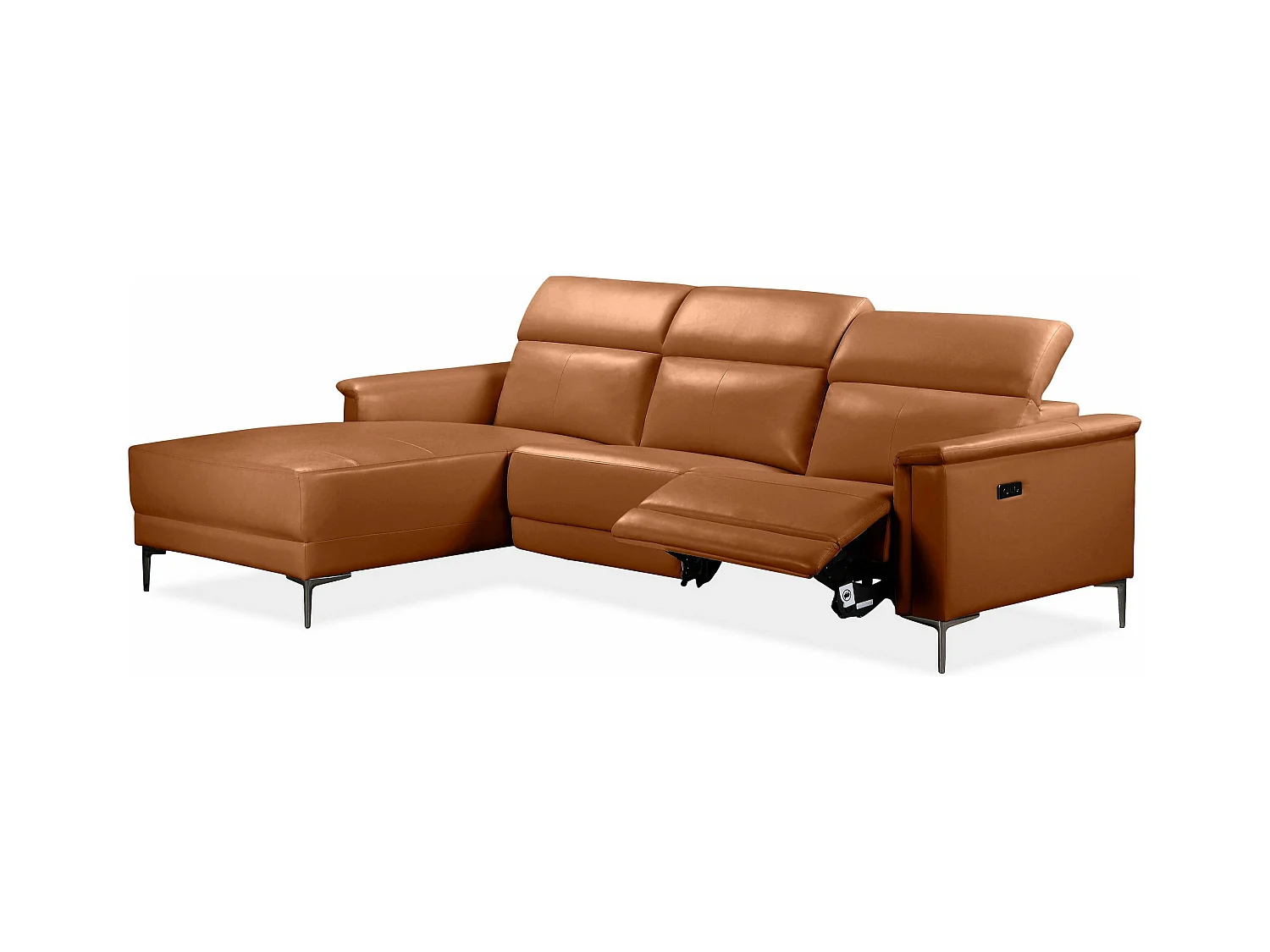 Lund 3S 1 fauteuil L Elektrisch Cognac