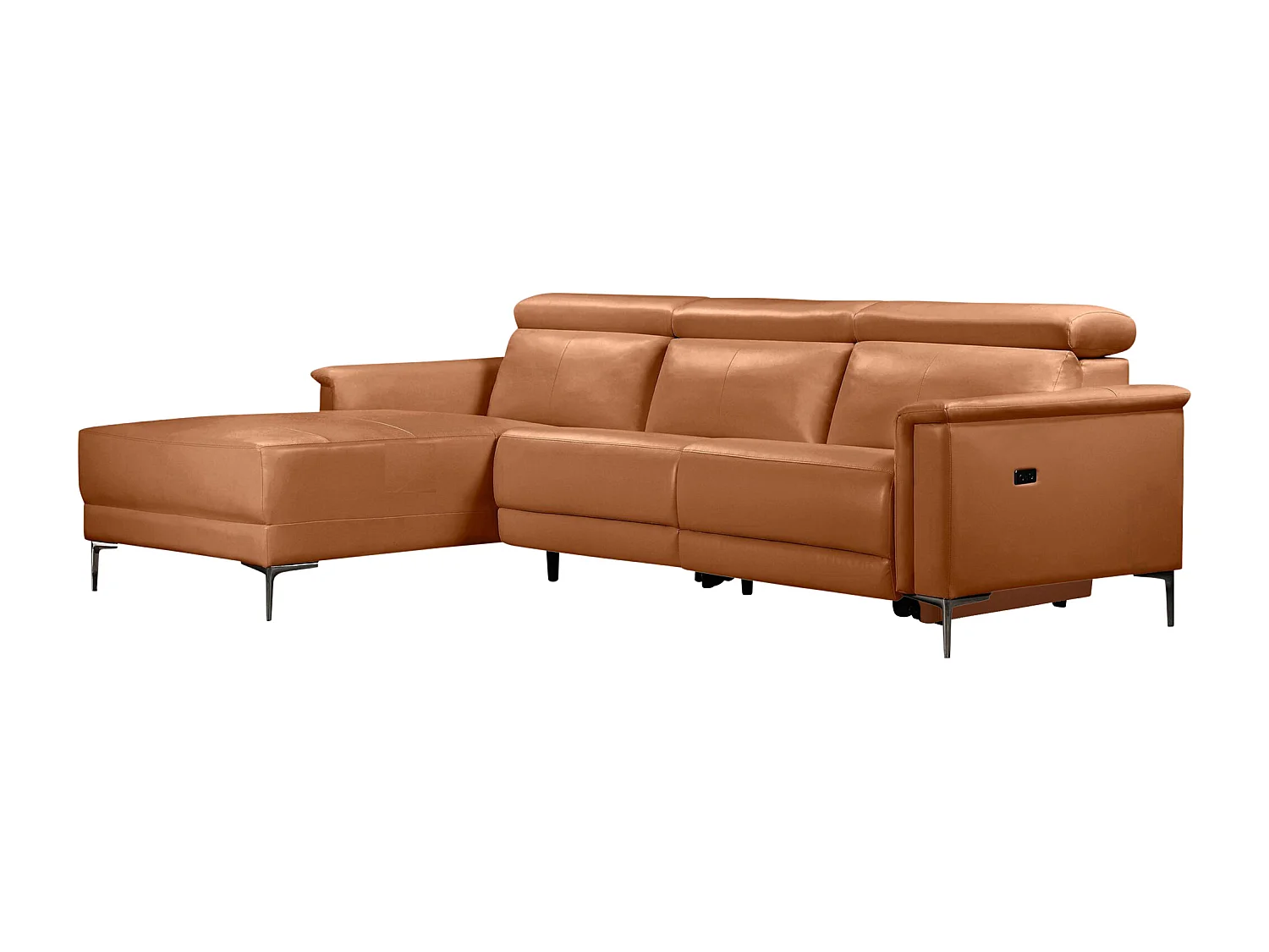 Lund|3 places 1 fauteuil inclinable à gauche électrique Cognac