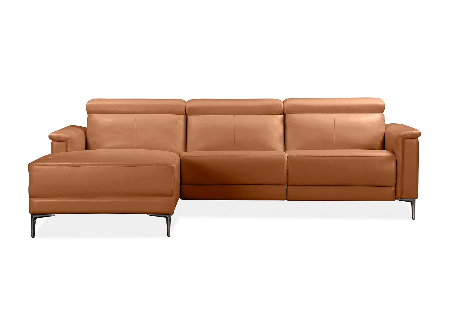 Lund|3 places 1 fauteuil inclinable à gauche électrique Cognac