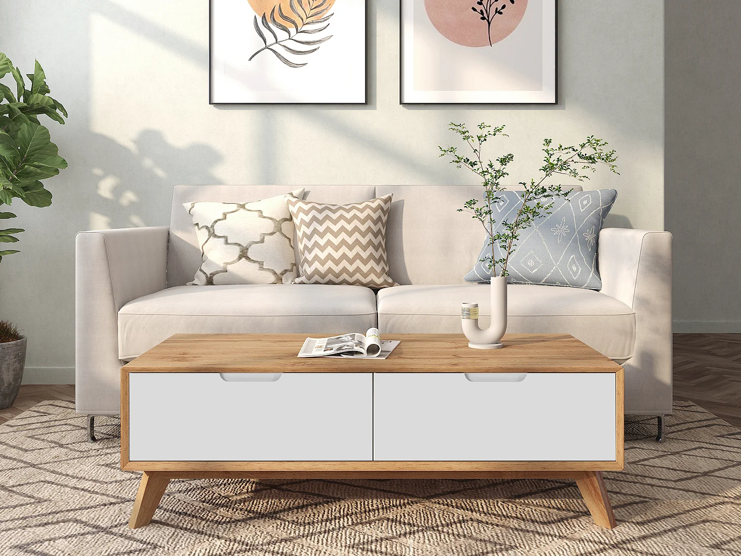 Ezra Salontafel Eiken Wit