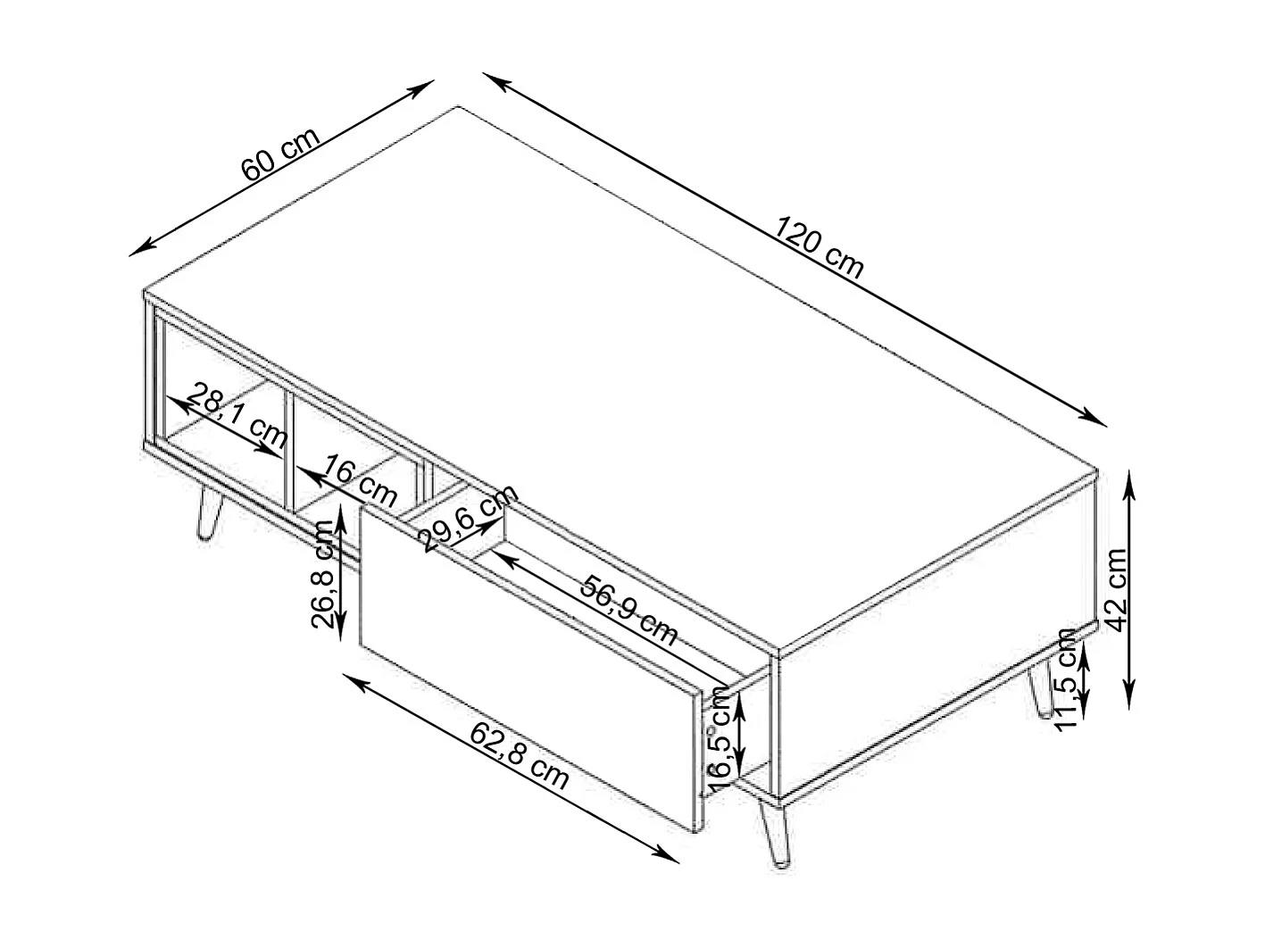 Mesa de centro de MDF marrón
