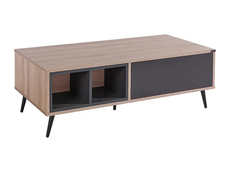 Mesa decorativa em vidro e estrutura metálica preta