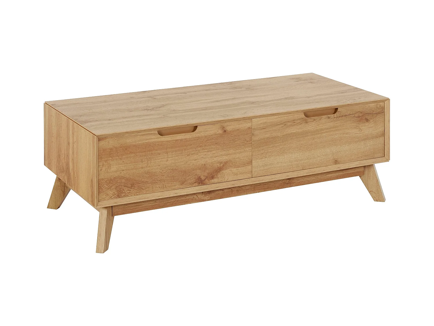 Ezra|Table basse avec 2 tiroirs en aggloméré chêne