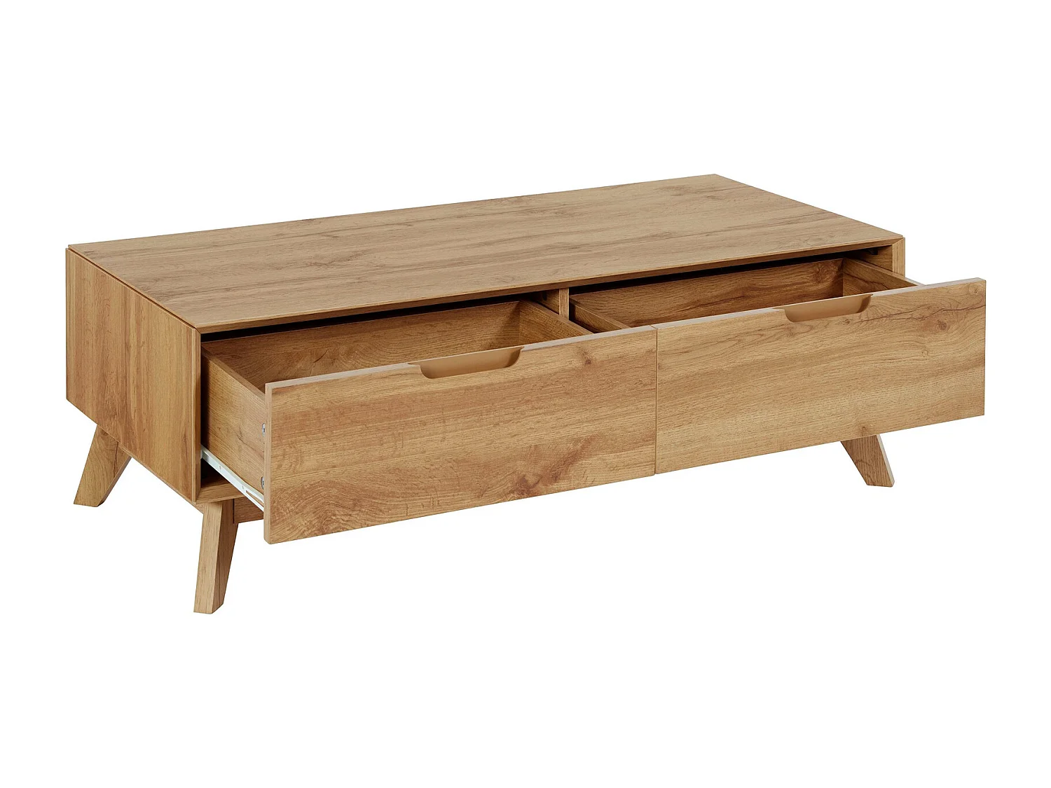 Ezra|Table basse avec 2 tiroirs en aggloméré chêne