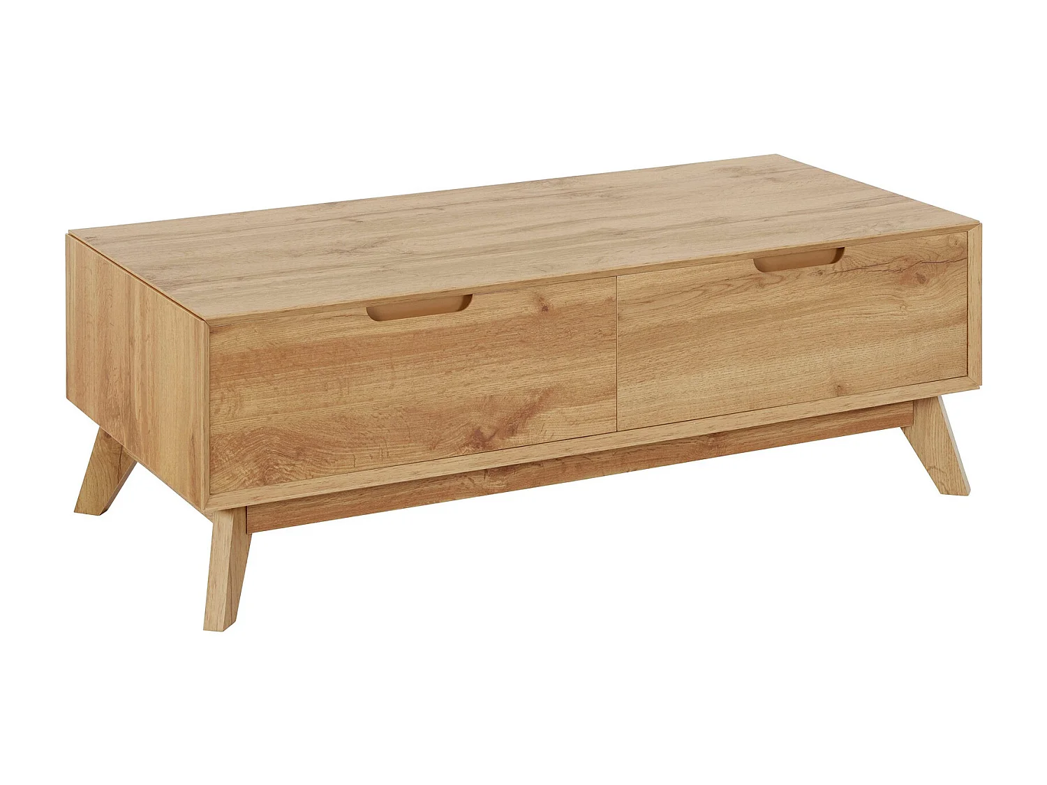 Ezra|Table basse avec 2 tiroirs en aggloméré chêne