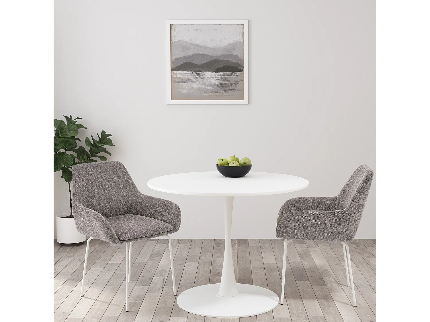 Yazoo|Table à manger en mélaminé blanc 4 personnes D100