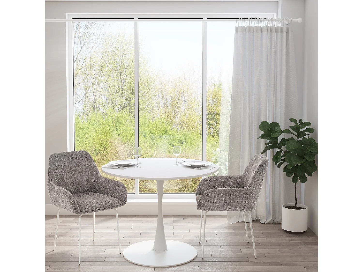 Yazoo|Table à manger en mélaminé blanc 4 personnes D100