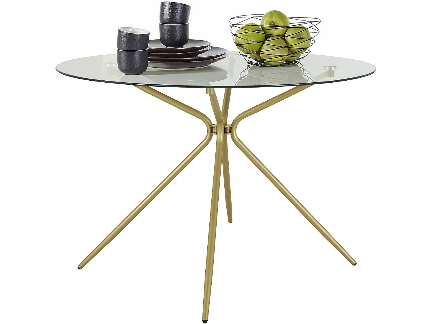 Silvie|Table à manger en verre et laiton 4 personnes D110