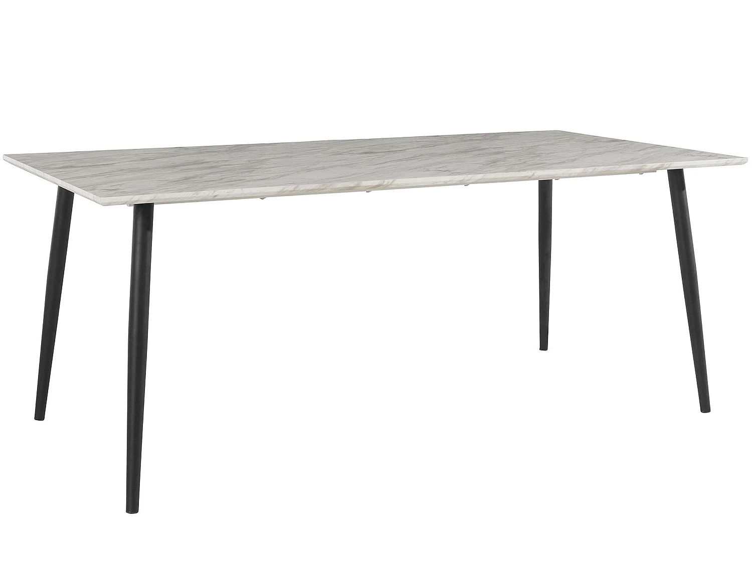 Mimmi | Table de salle à manger 120x80 cm en aspect marbre / pieds noirs