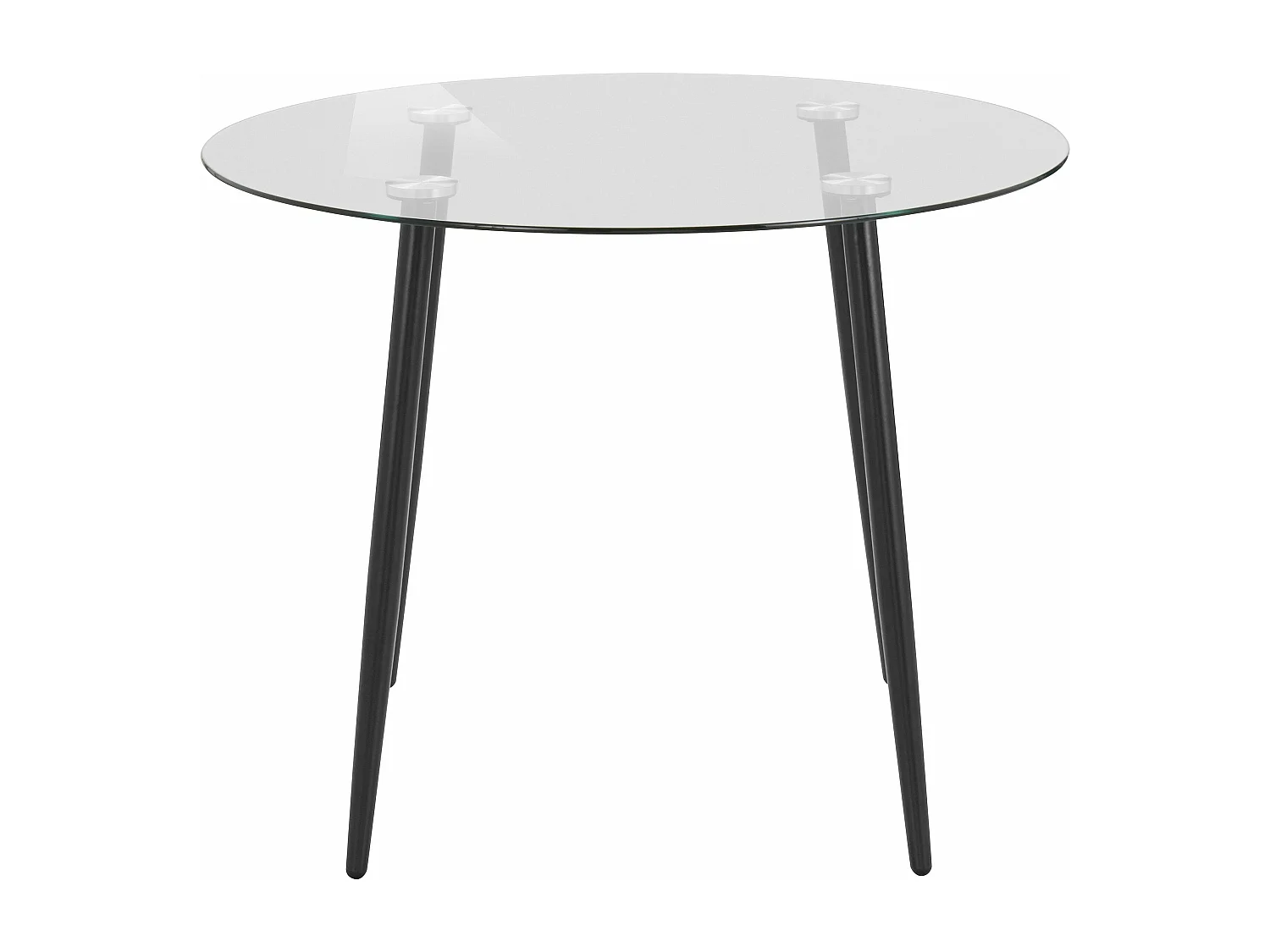 Danny|Table à manger ronde Ø100 cm 4 personnes en métal / verre transparent