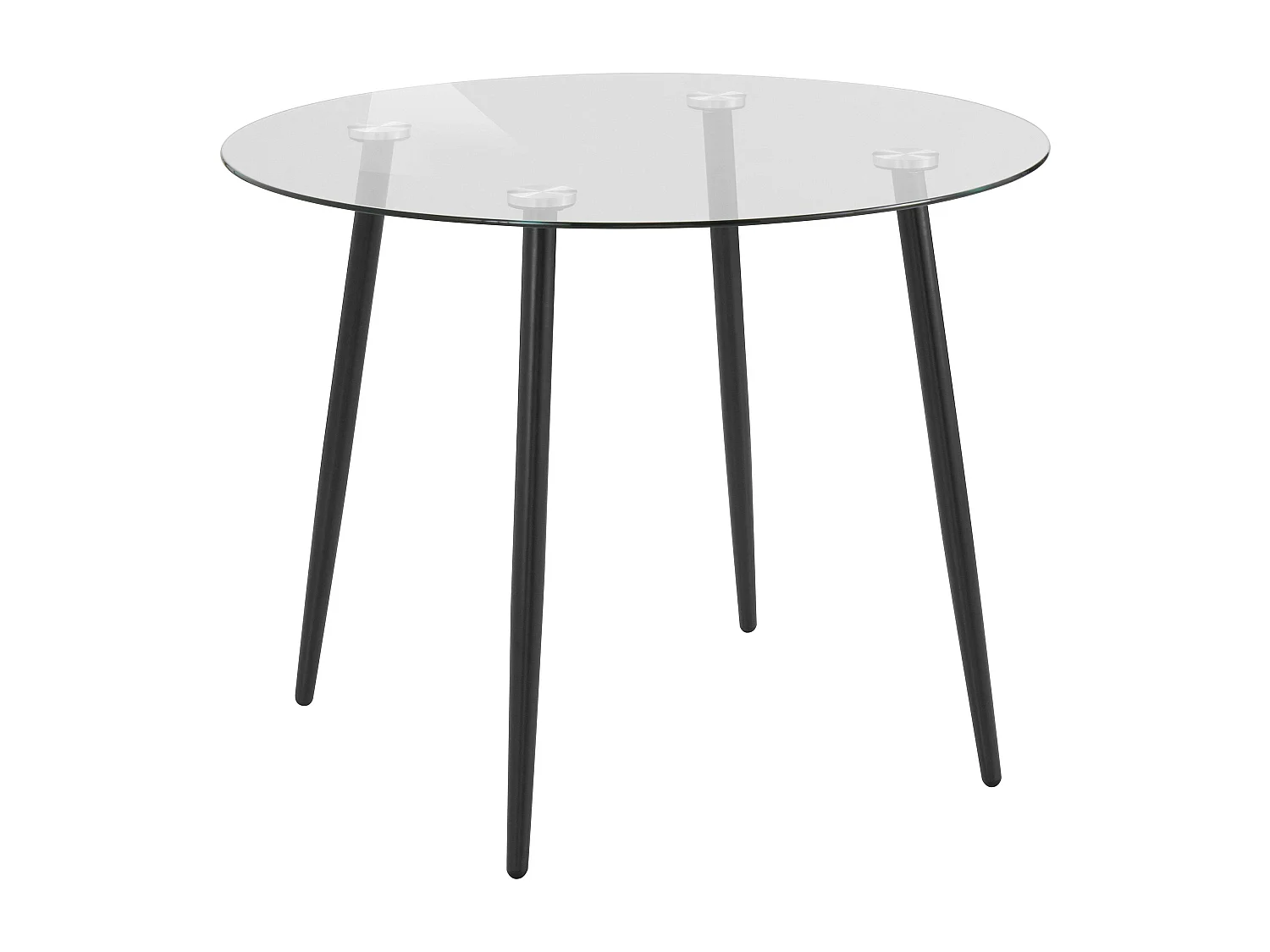 Danny|Table à manger ronde Ø100 cm 4 personnes en métal / verre transparent