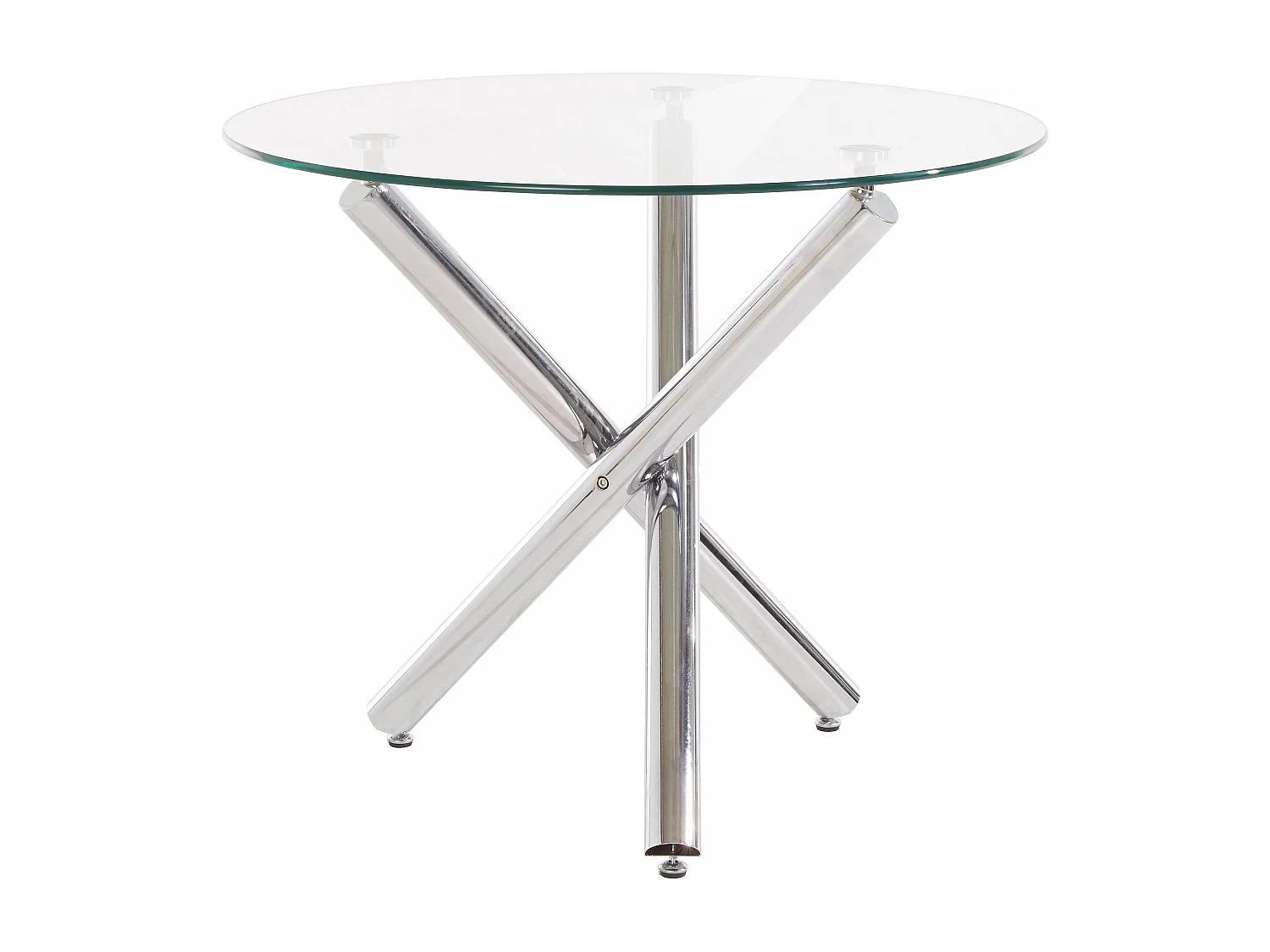 Jordan | Table de salle à manger ronde 90 cm avec plateau en verre / pieds chromés