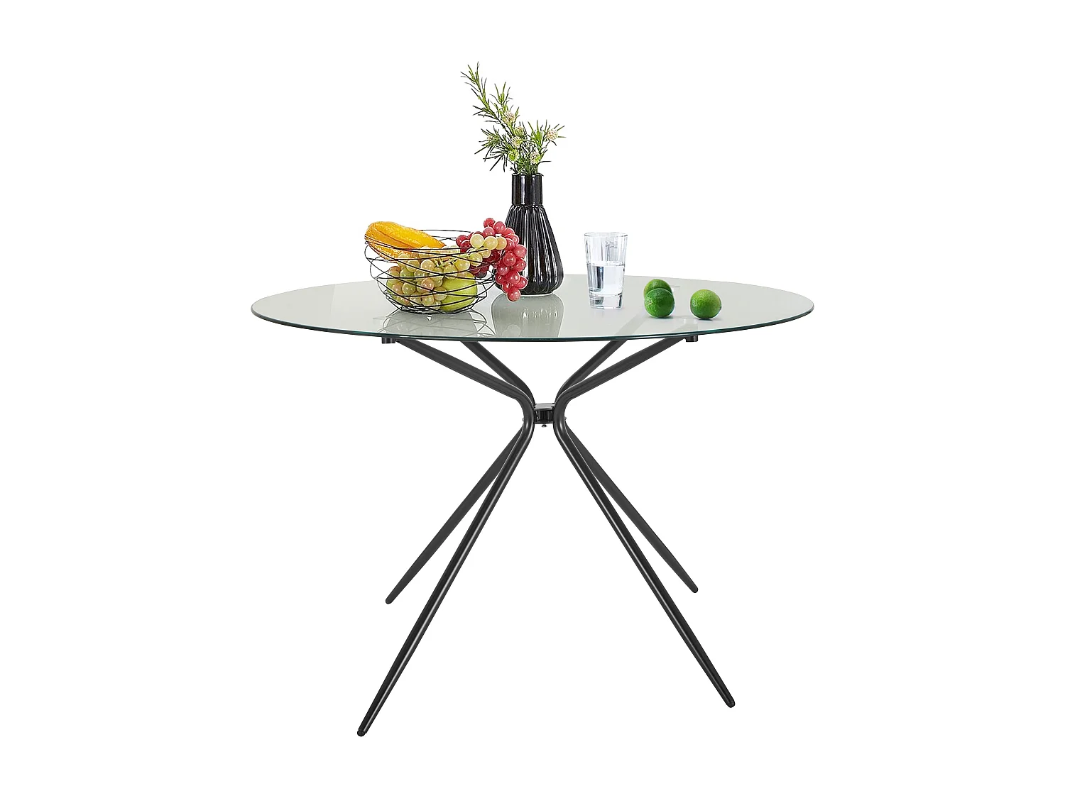 Silvie Tafel 110 cm Glas zwart