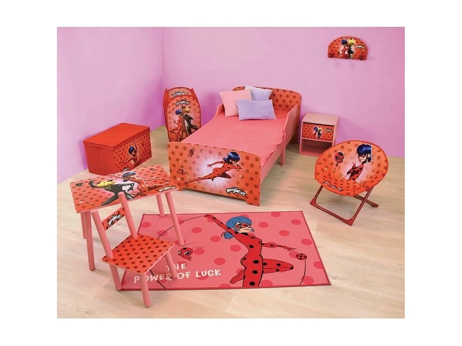 mesita de noche miraculous ladybug con cajón 36 x 33 x p. 30 centimetros