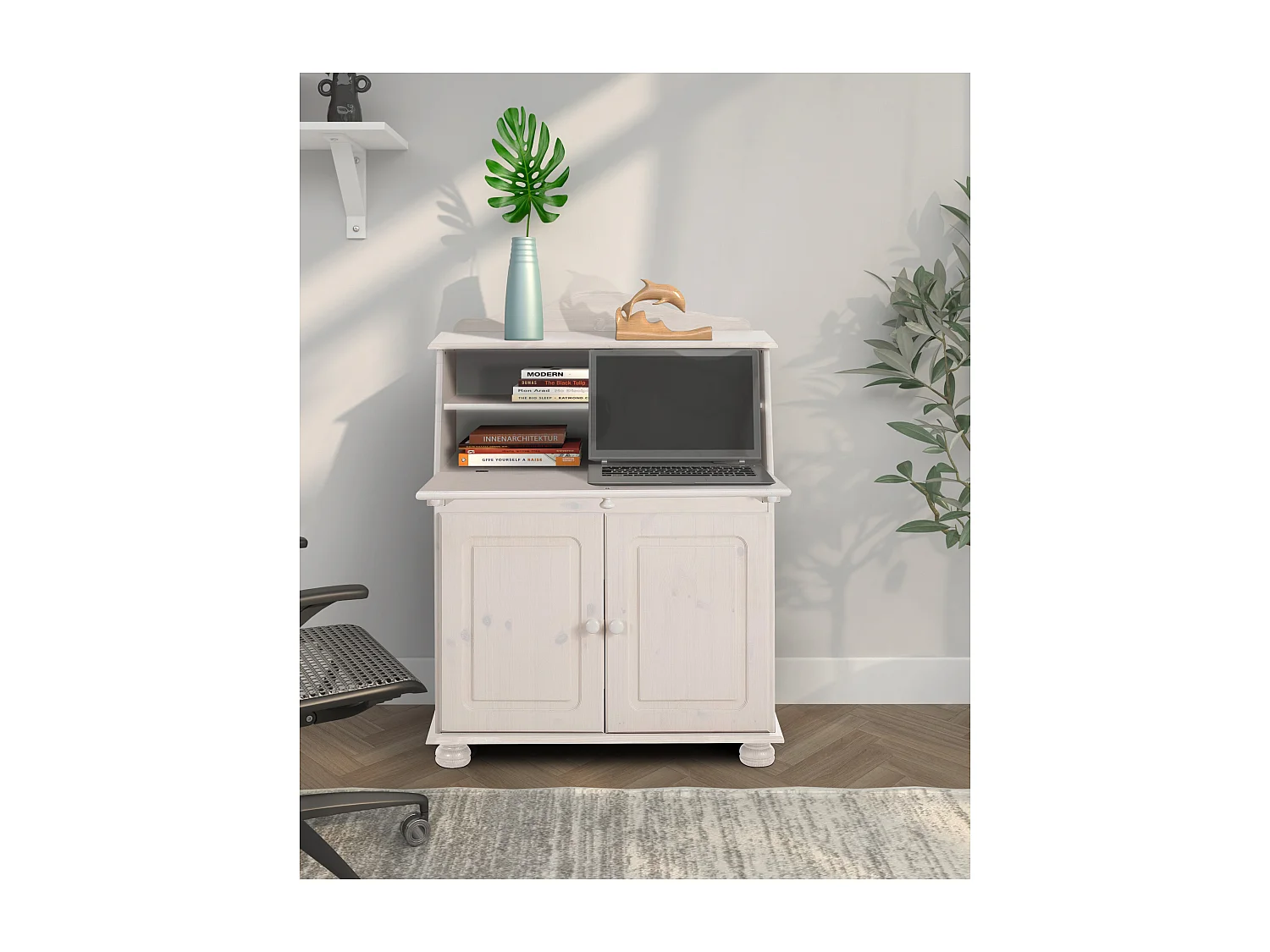 Mette | Secrétaire Meuble de rangement compact au style scandinave pour espace de travail élégant