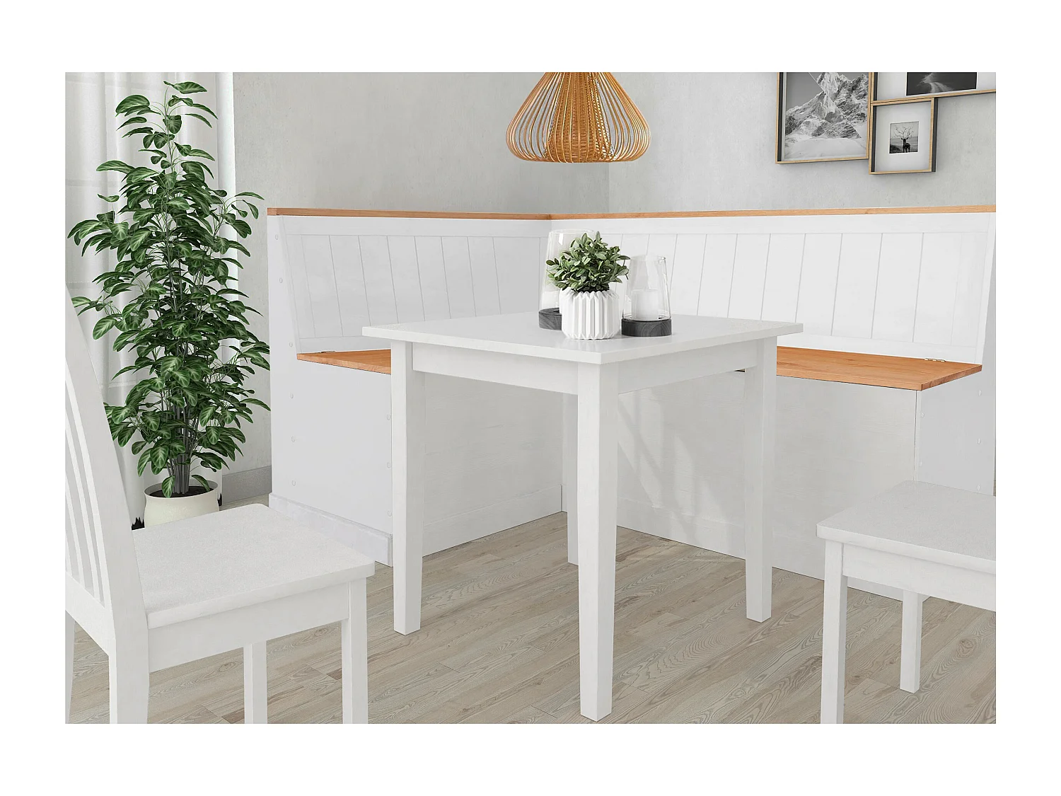 Nachos | Banco com 2 gavetas em pinho lacado branco