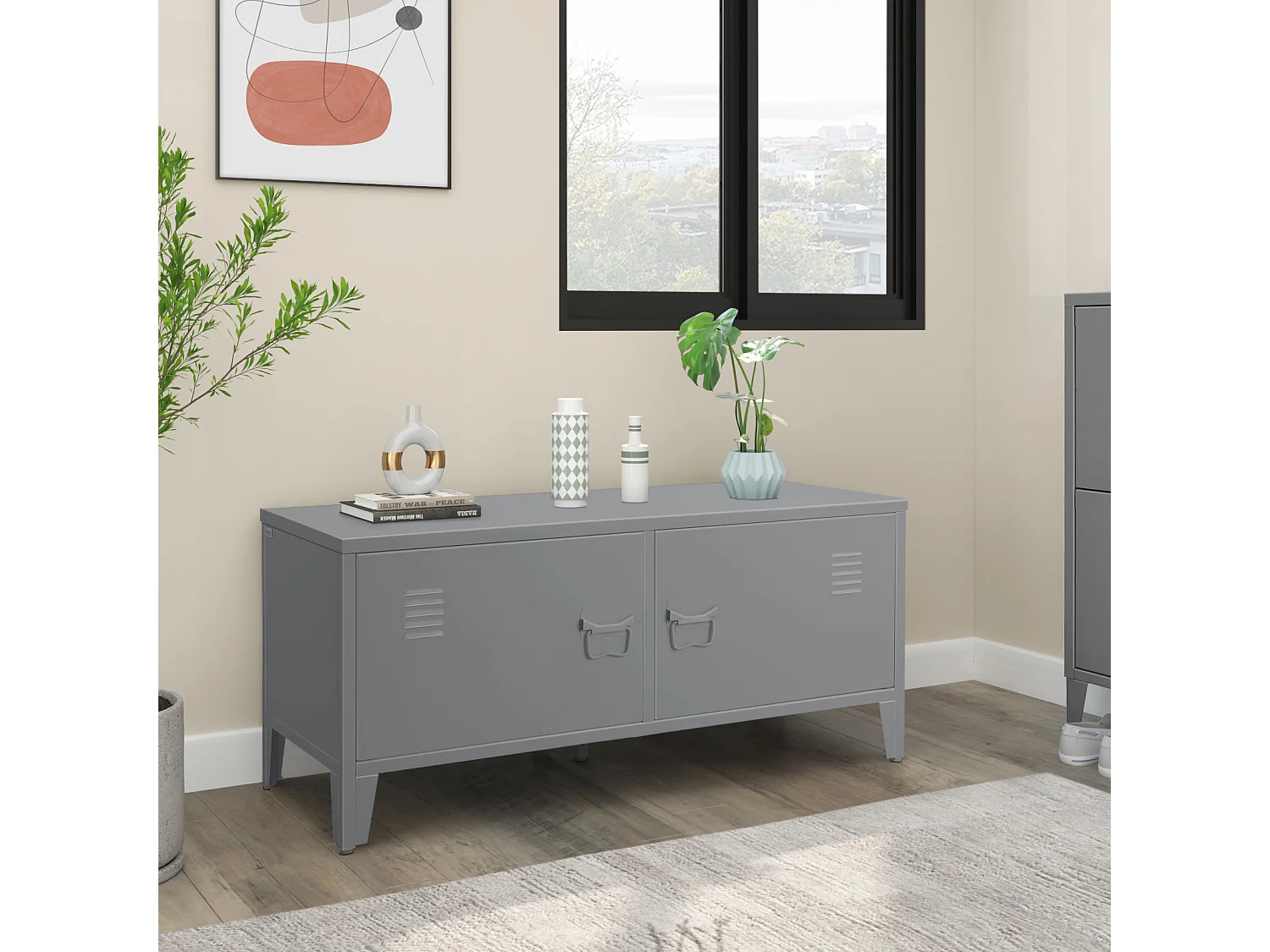 Salino Bench 2 Doors Grey