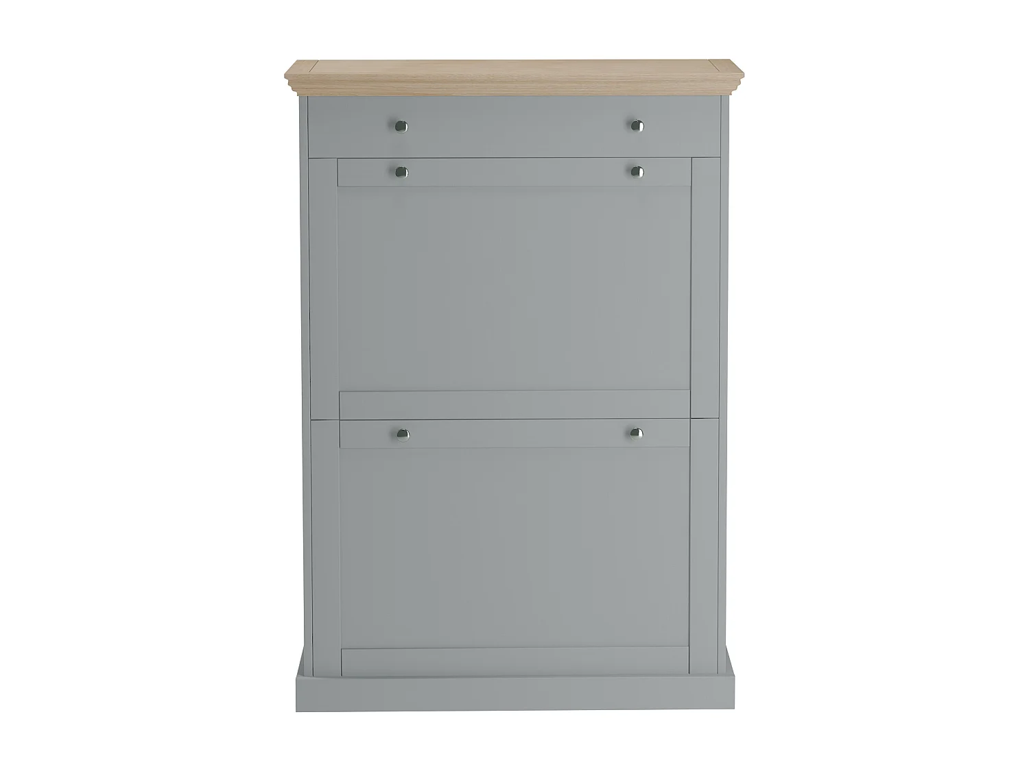 Binz|Coffre à chaussures 2 portes battantes et 1 tiroir en effet bois gris