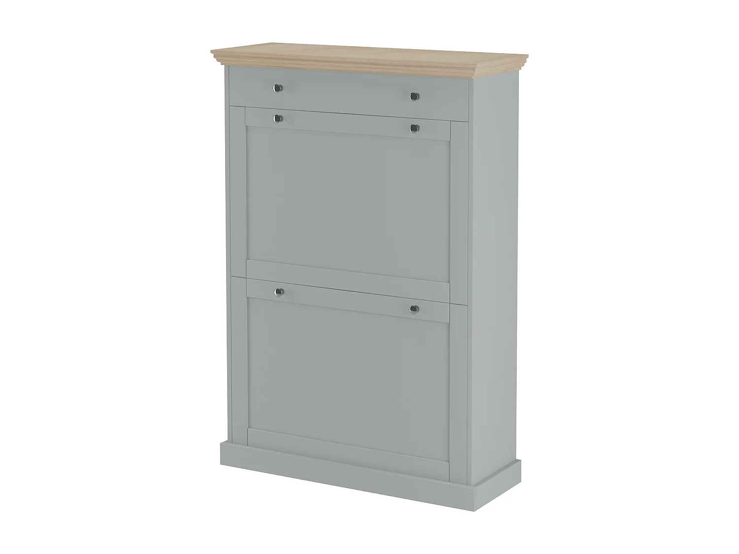 Binz|Coffre à chaussures 2 portes battantes et 1 tiroir en effet bois gris