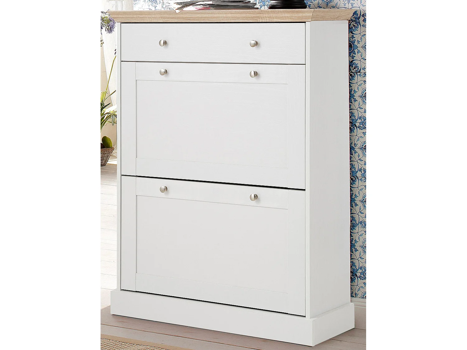 Binz | Sapateira com 2 abas e 1 gaveta em Carvalho Branco