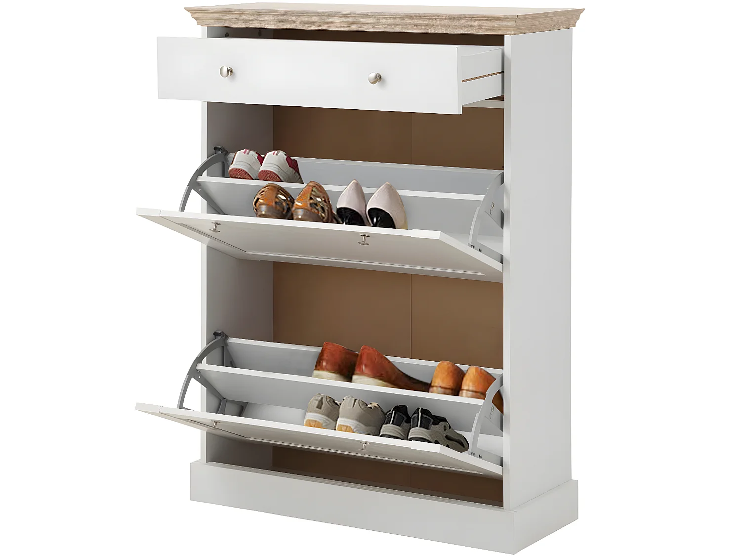 Binz | Sapateira com 2 abas e 1 gaveta em Carvalho Branco