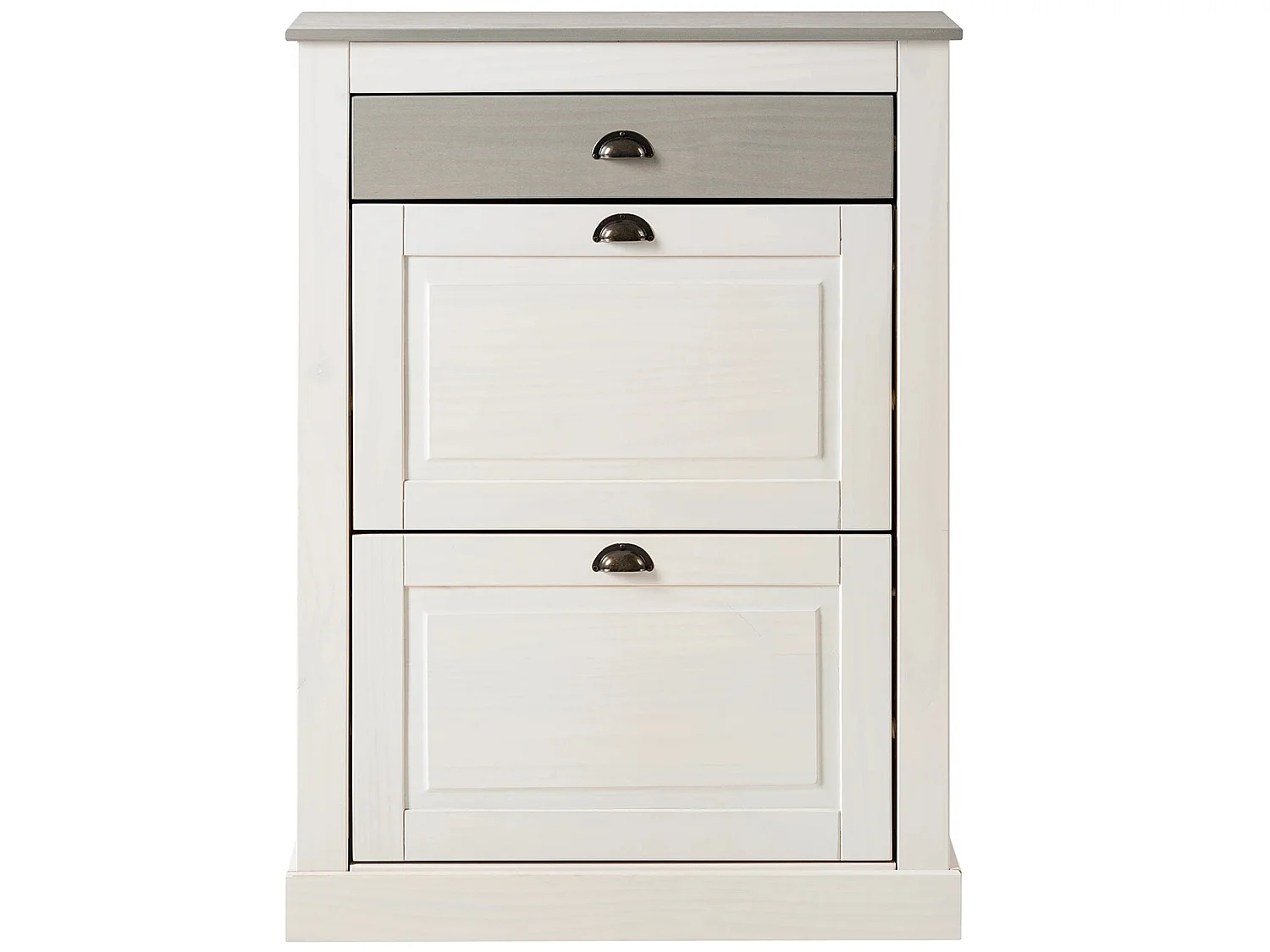 Paco: Cómoda com 2 abas e 1 espaço aberto em MDF branco