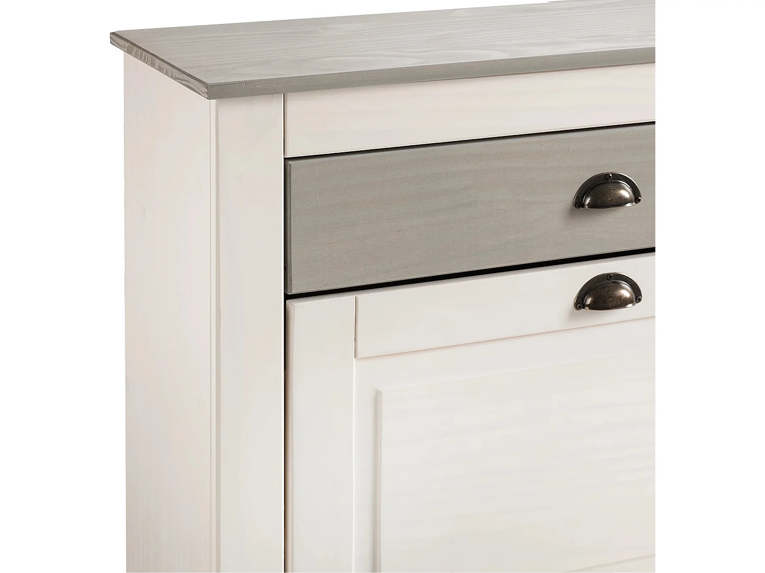 Paco: Cómoda com 2 abas e 1 espaço aberto em MDF branco