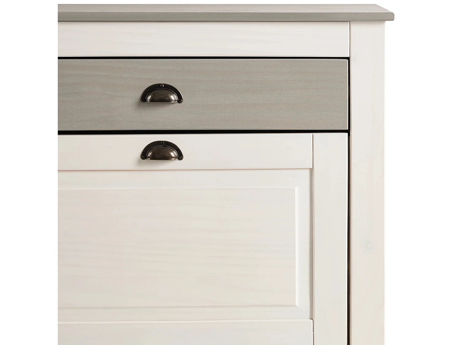 Paco: Cómoda com 2 abas e 1 espaço aberto em MDF branco