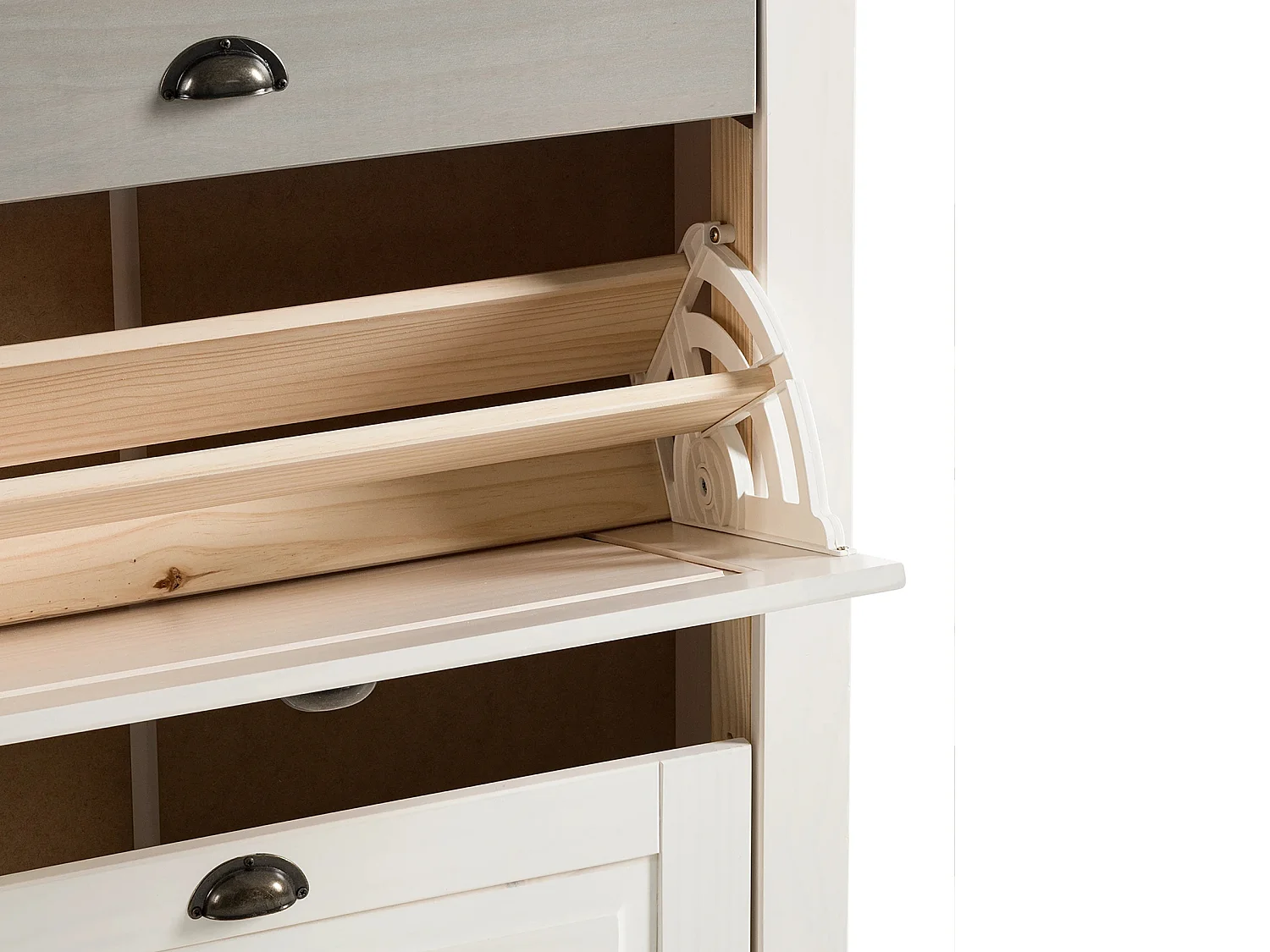 Paco: Cómoda com 2 abas e 1 espaço aberto em MDF branco