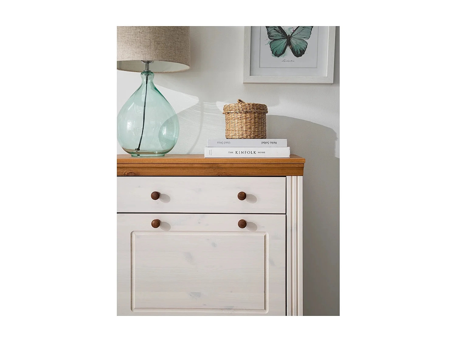 Anita | Sapateira com 2 Abas e 1 Gaveta em Pinho Branco