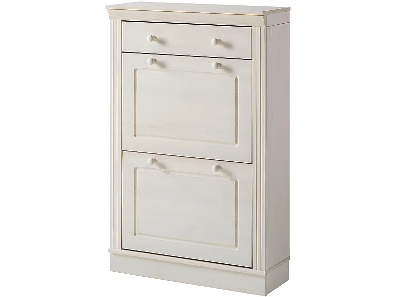 Cassettiera per scarpe in pino bianco