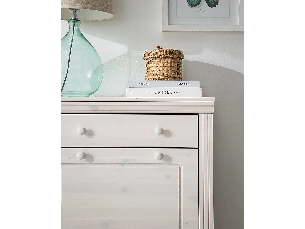 Cassettiera per scarpe in pino bianco