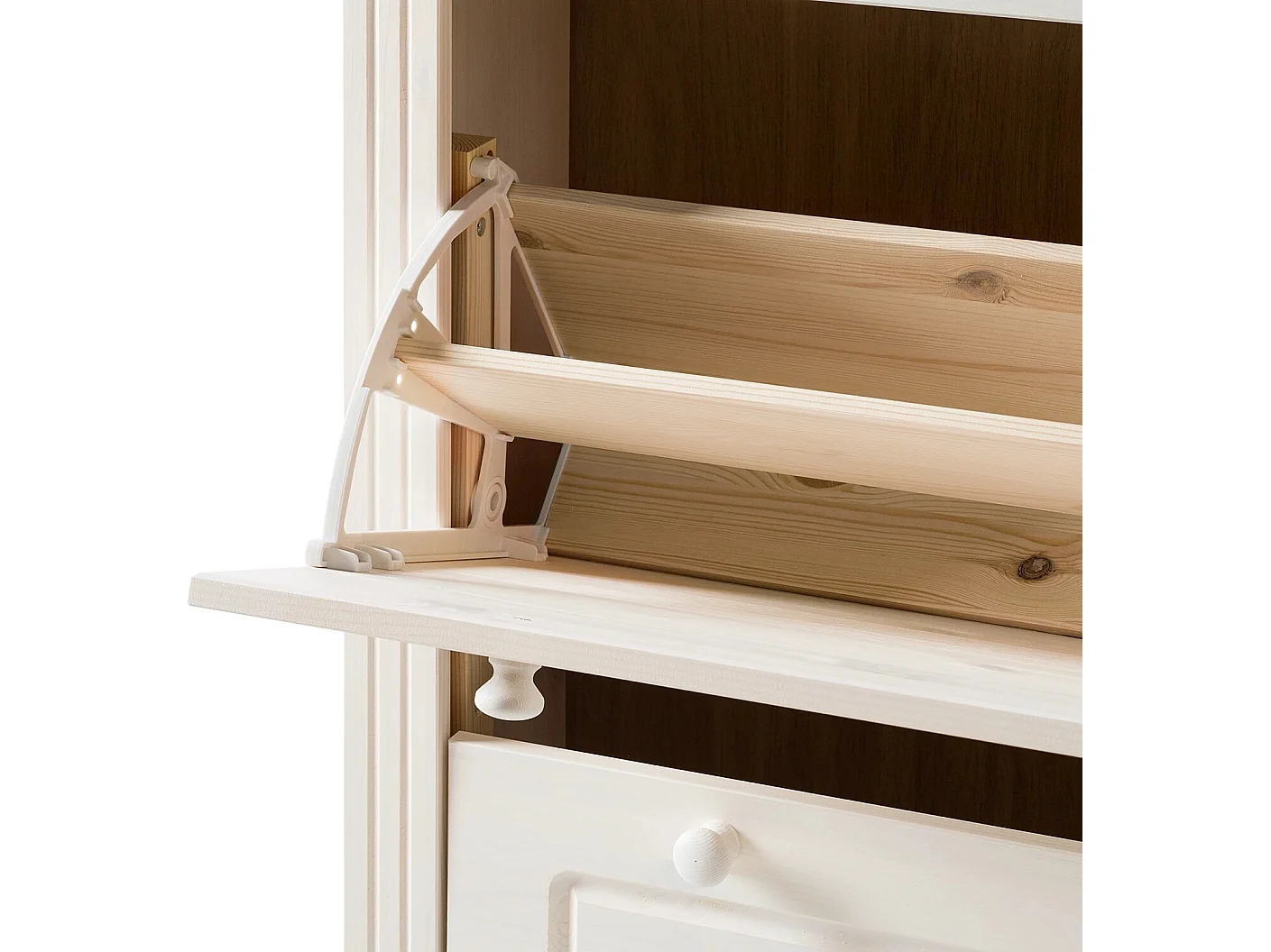 Cassettiera per scarpe in pino bianco