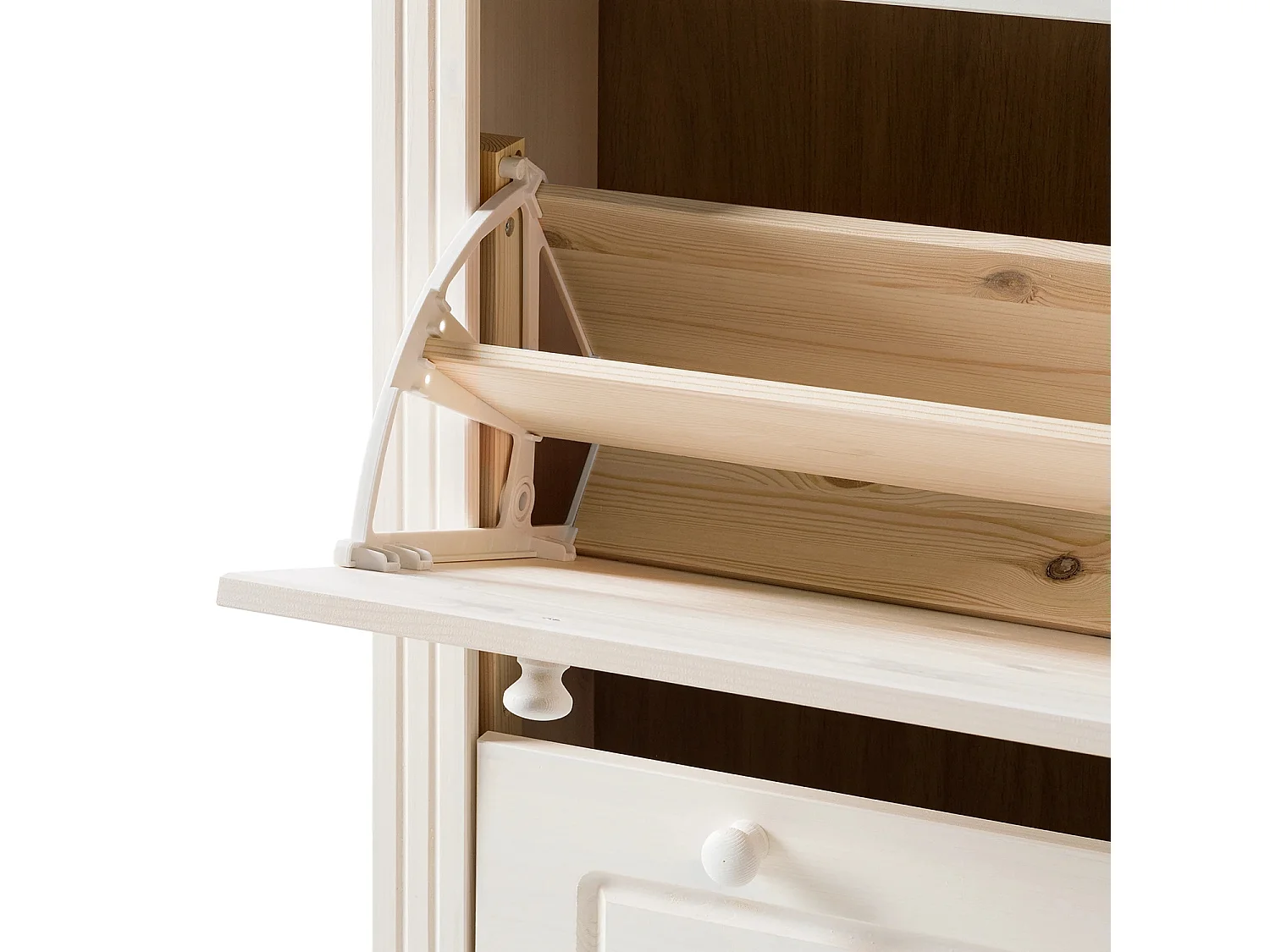 Cassettiera per scarpe in pino bianco