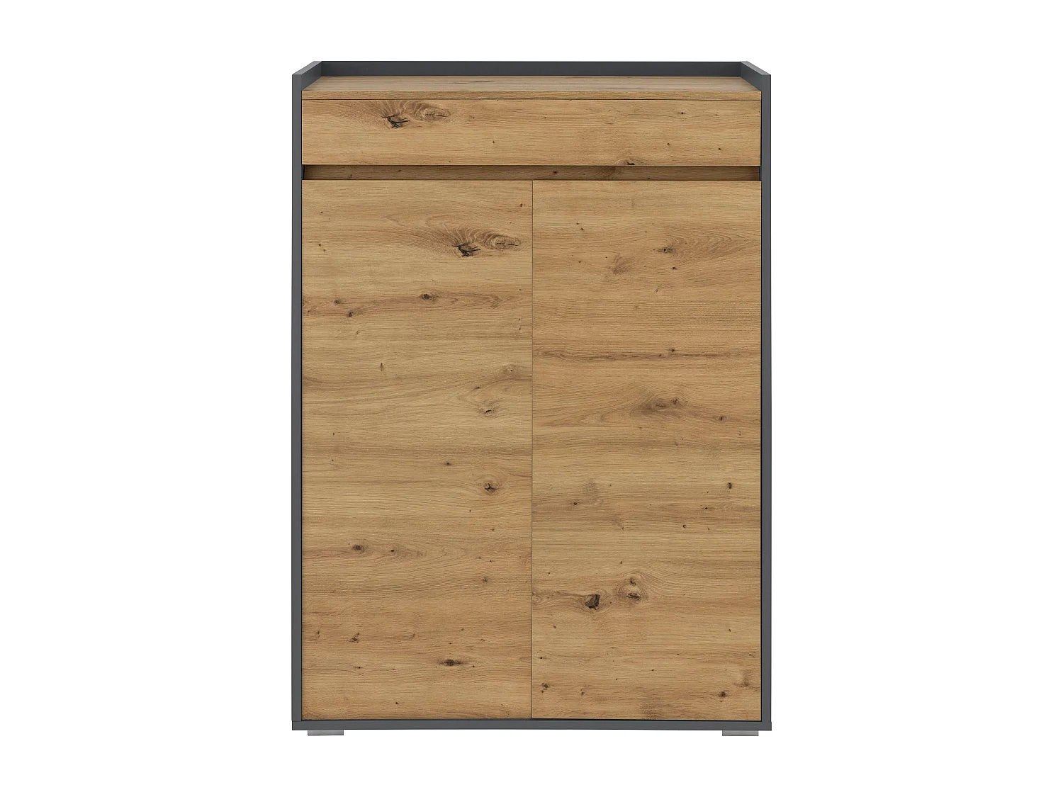 Kosmo|Coffre à chaussures avec 2 portes en effet chêne gris