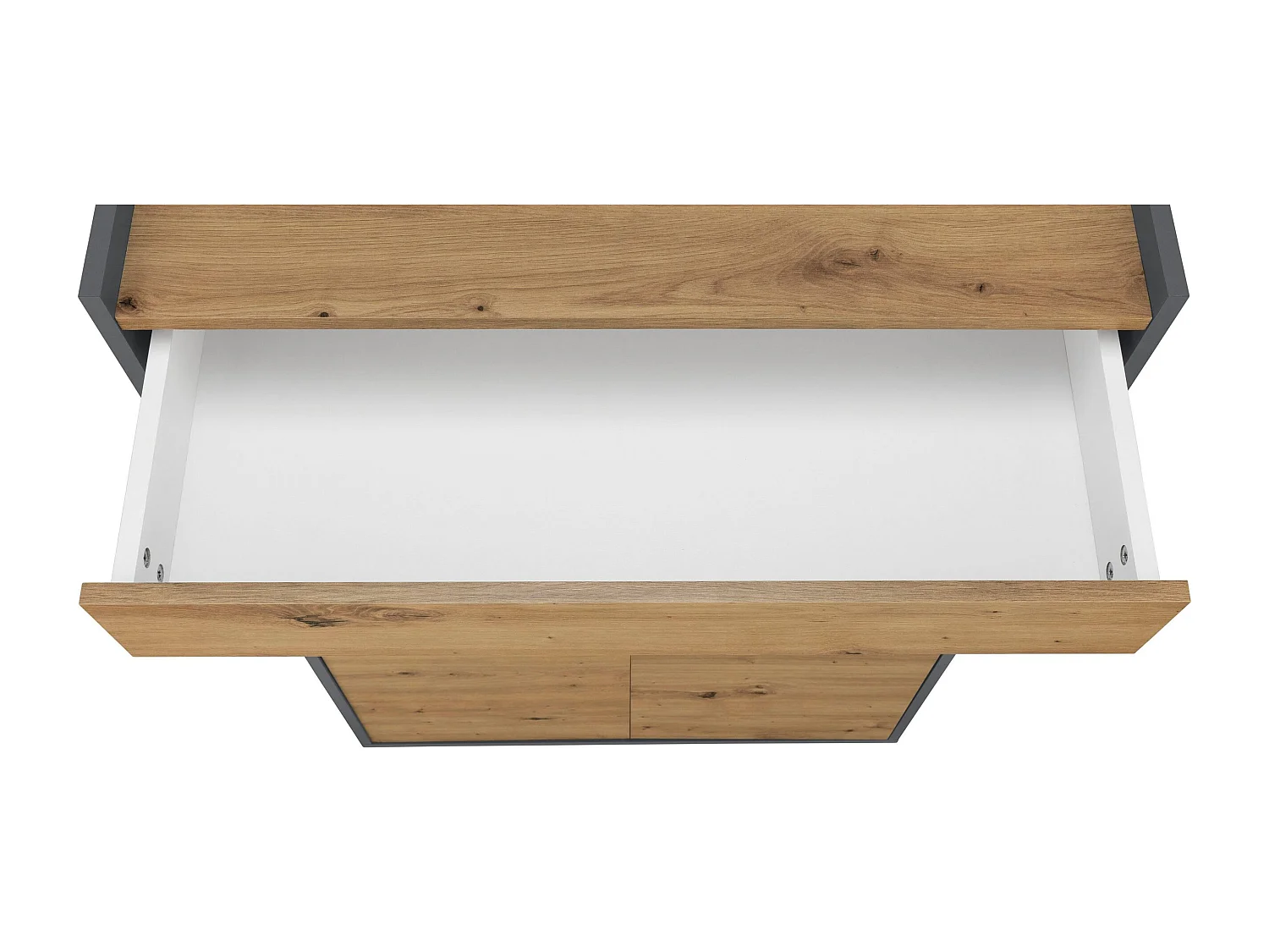 Kosmo|Coffre à chaussures avec 2 portes en effet chêne gris