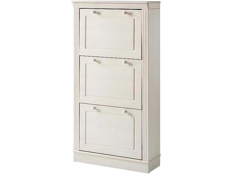 Cassettiera per scarpe in pino bianco