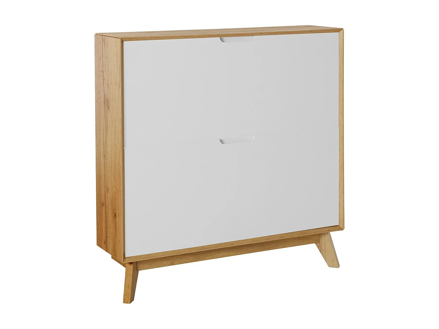 Ezra|Meuble à chaussures à 2 rabats en aggloméré chêne / blanc