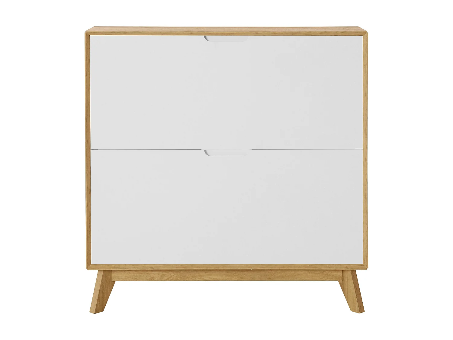 Ezra|Meuble à chaussures à 2 rabats en aggloméré chêne / blanc