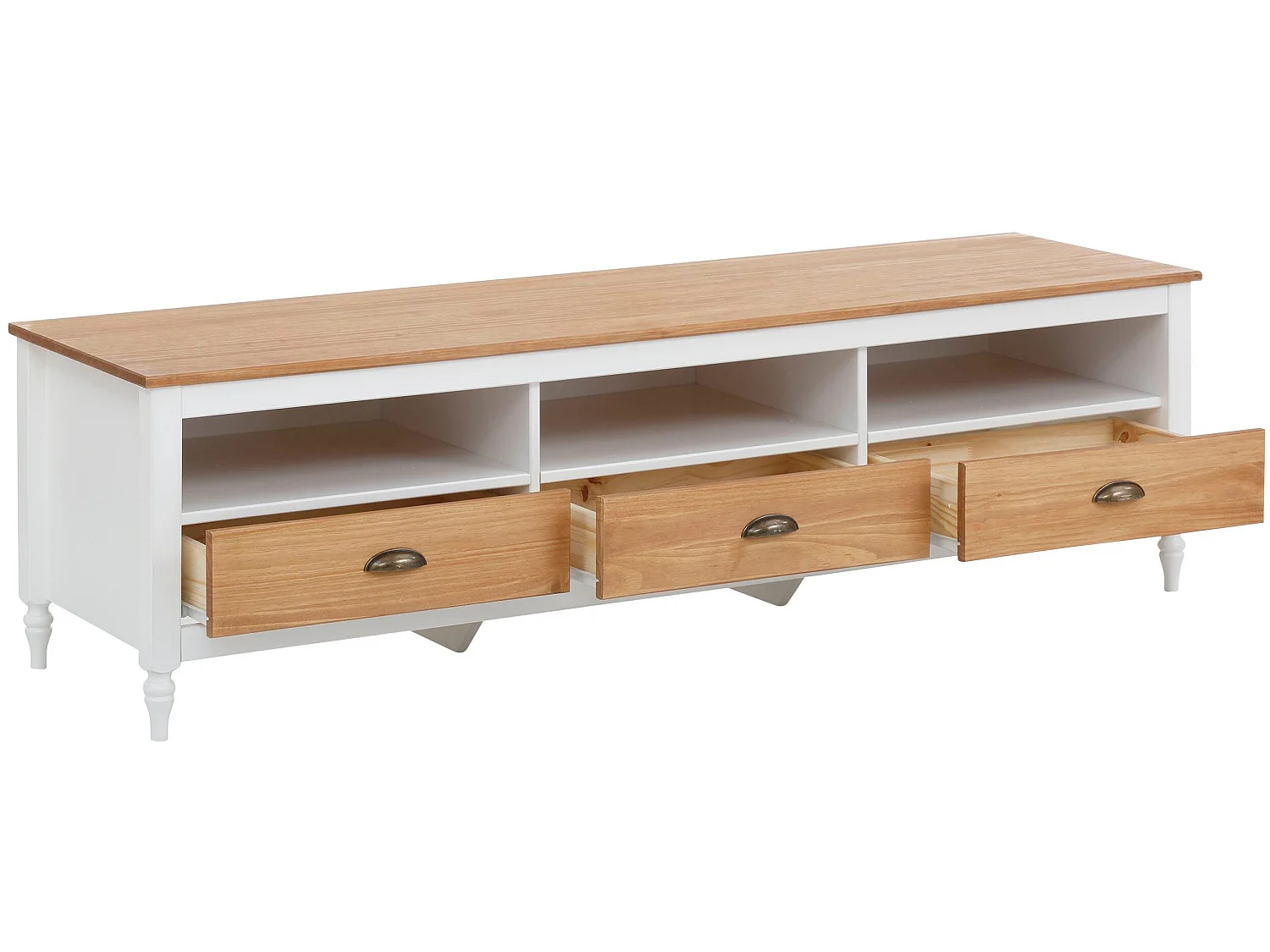 Rio | Mobile TV con 3 cassetti in bianco/olio tinto