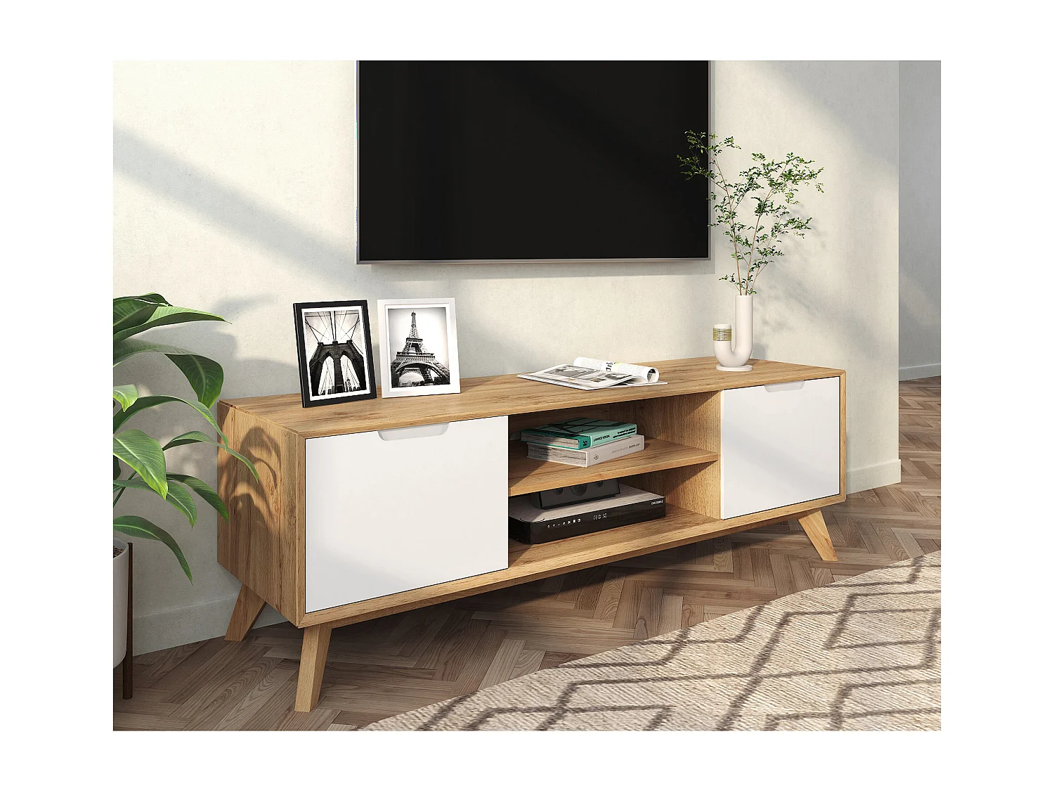 Ezra | Meuble TV bas scandinave à 2 portes