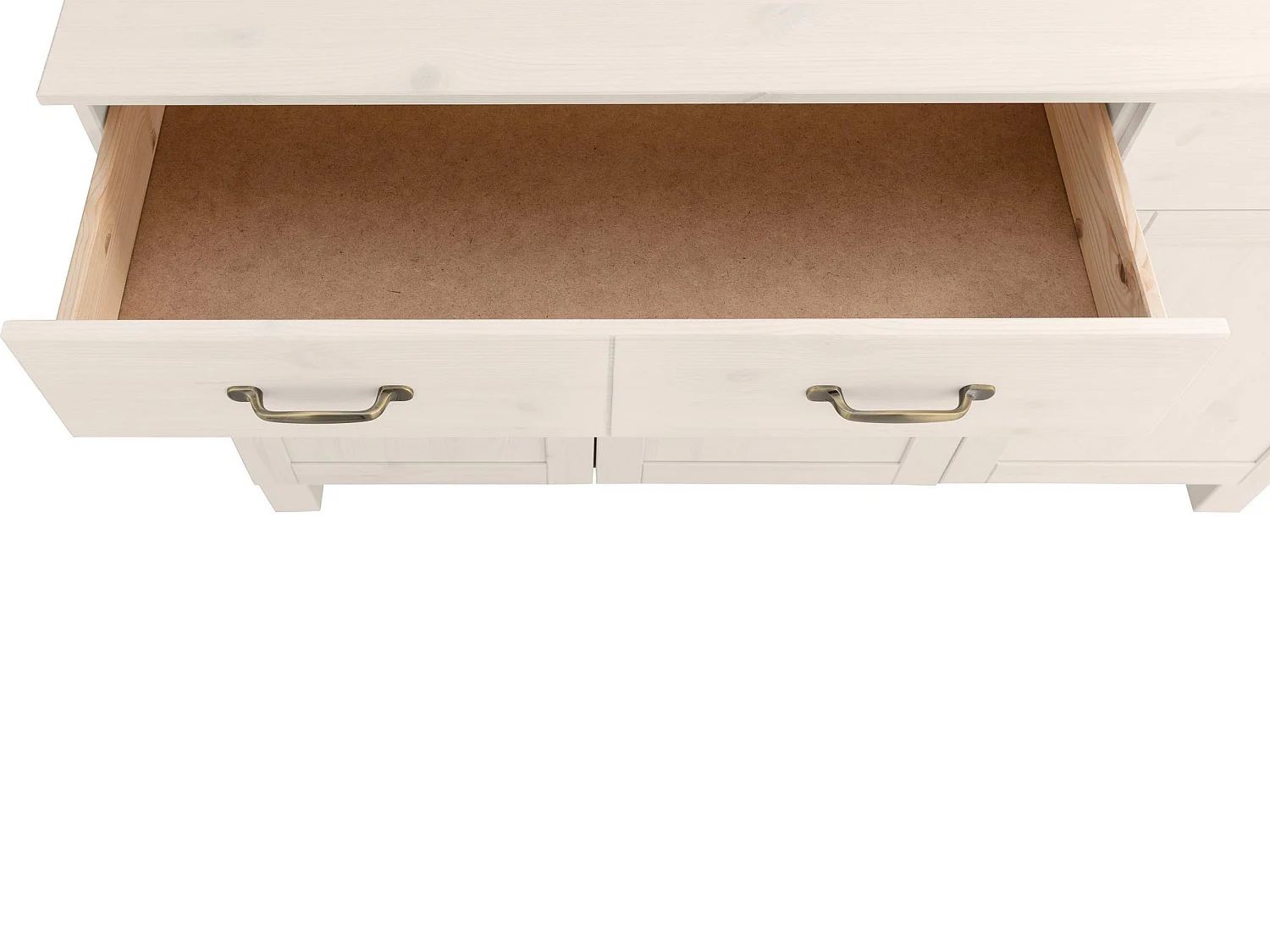 Alby | Buffet en bois de pin massif blanc avec 2 tiroirs et 3 portes