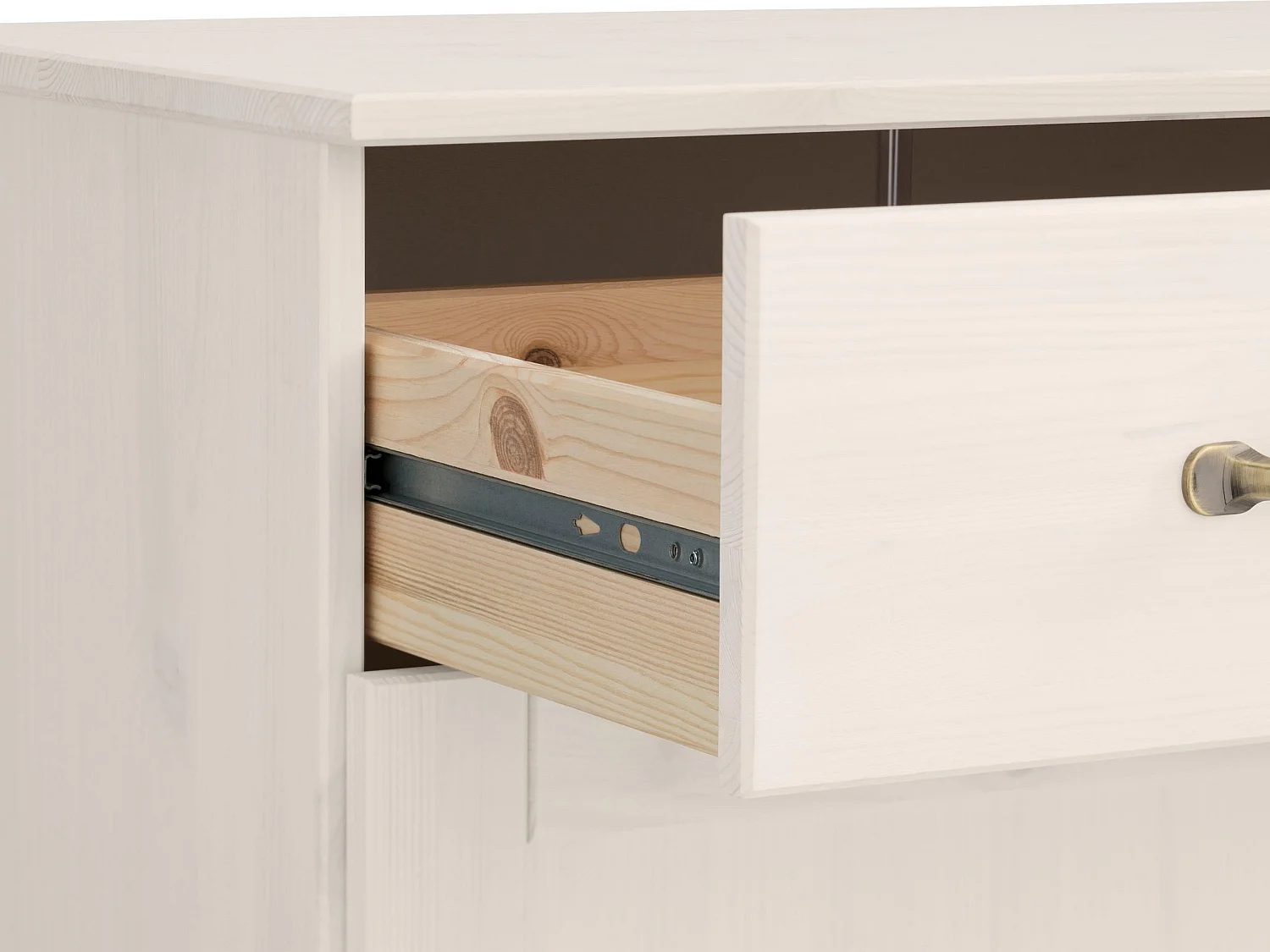 Alby | Buffet en bois de pin massif blanc avec 2 tiroirs et 3 portes