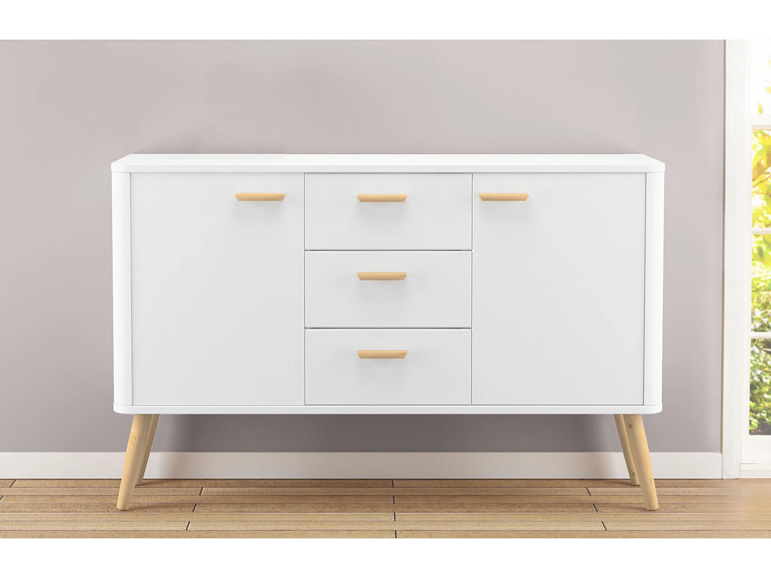 Piano | Credenza con due ante e tre cassetti dal design scandinavo