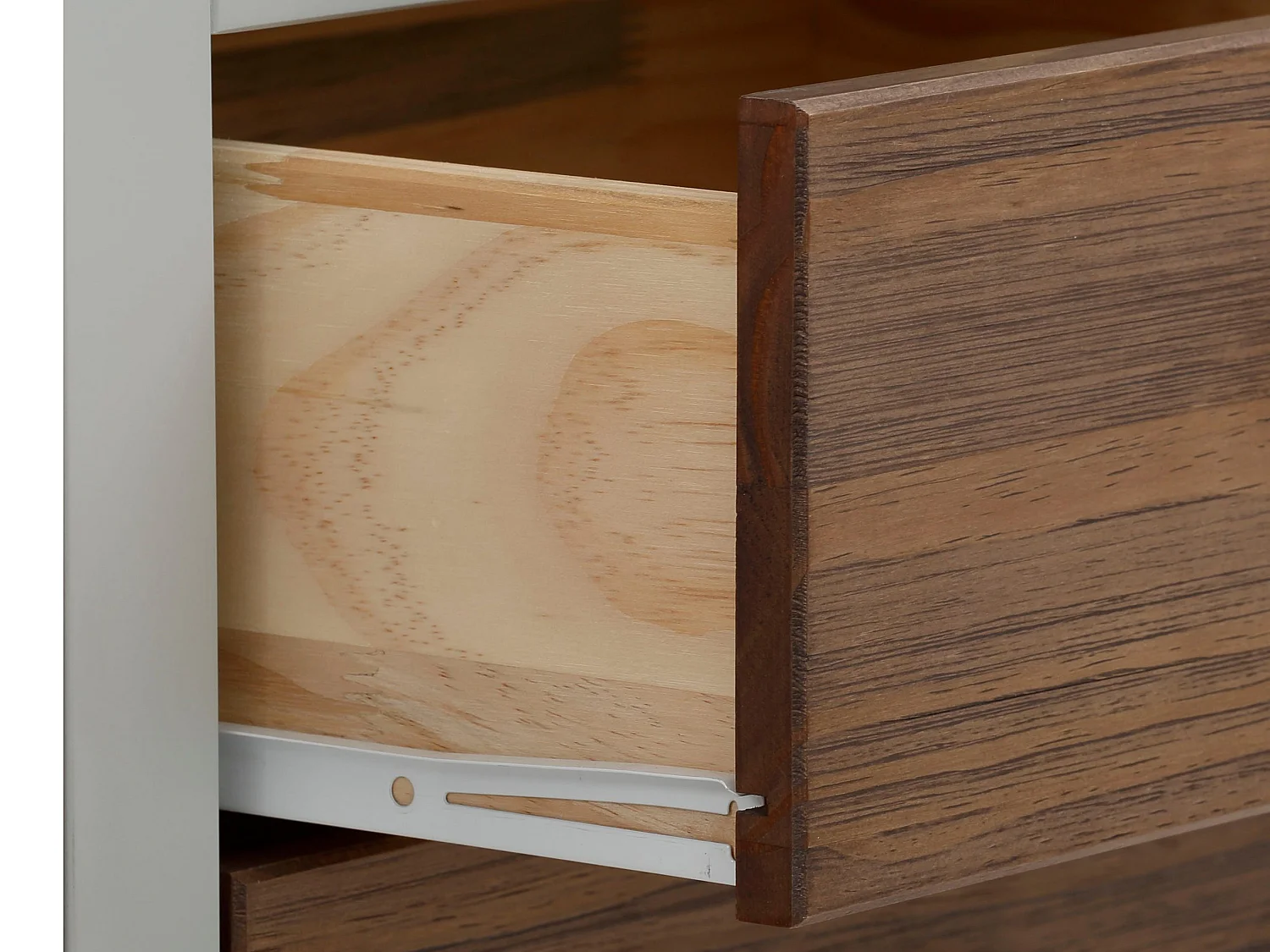 Hanna | Credenza con un'anta e tre cassetti in legno di colore grigio/naturale