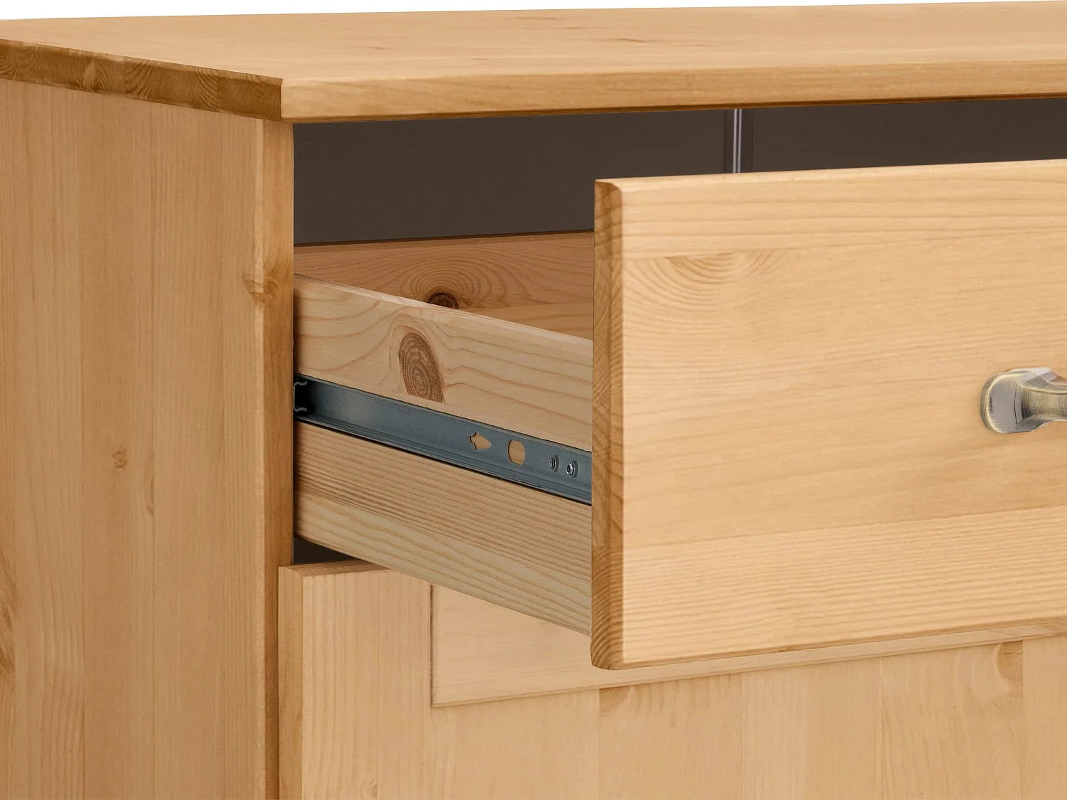 Alby | Buffet Meuble de cuisine en bois de pin massif avec 3 portes et 2 tiroirs