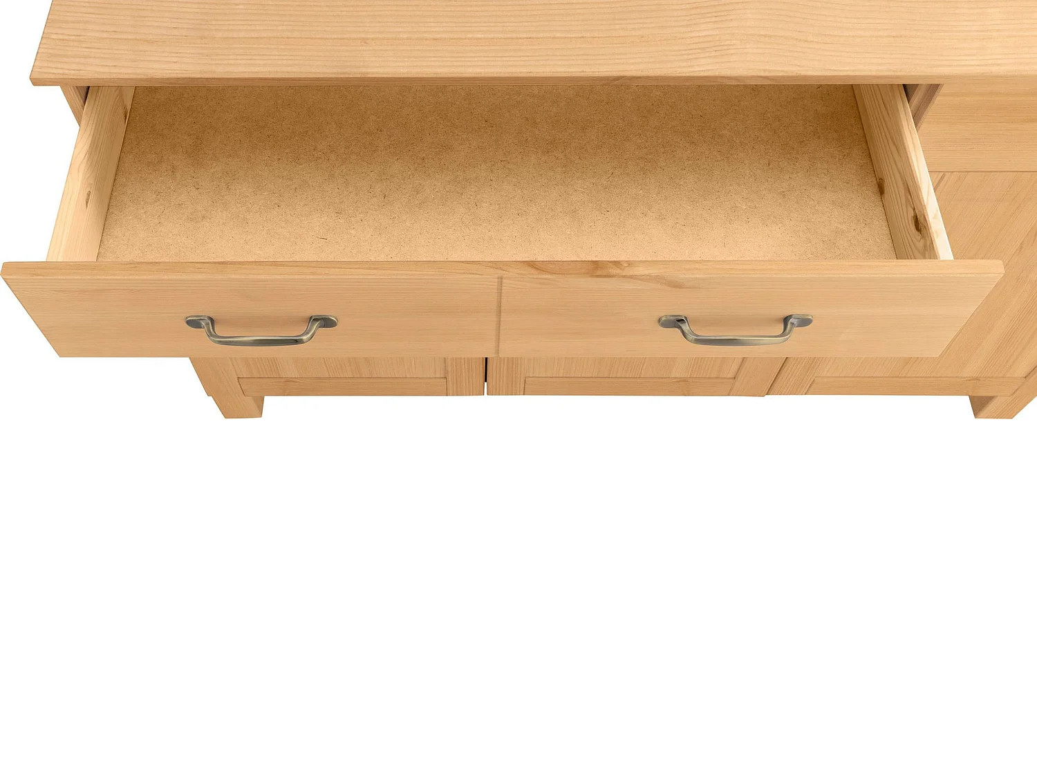 Alby | Buffet Meuble de cuisine en bois de pin massif avec 3 portes et 2 tiroirs