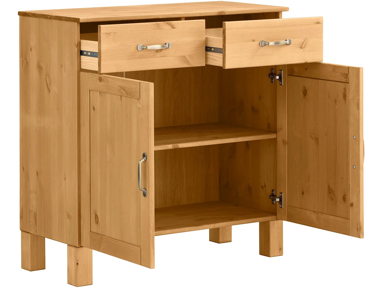 Alby | Credenza in legno di pino a due ante e cassetti al naturale