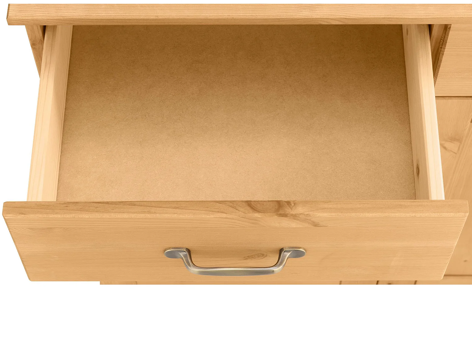 Alby | Credenza in legno di pino a due ante e cassetti al naturale