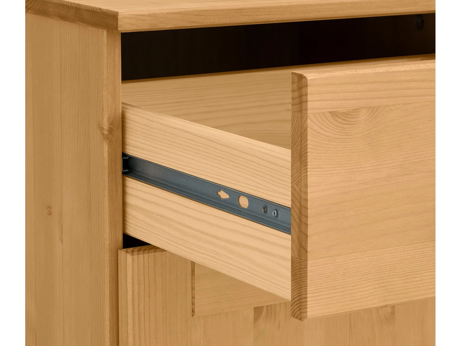 Alby | Credenza in legno di pino a due ante e cassetti al naturale